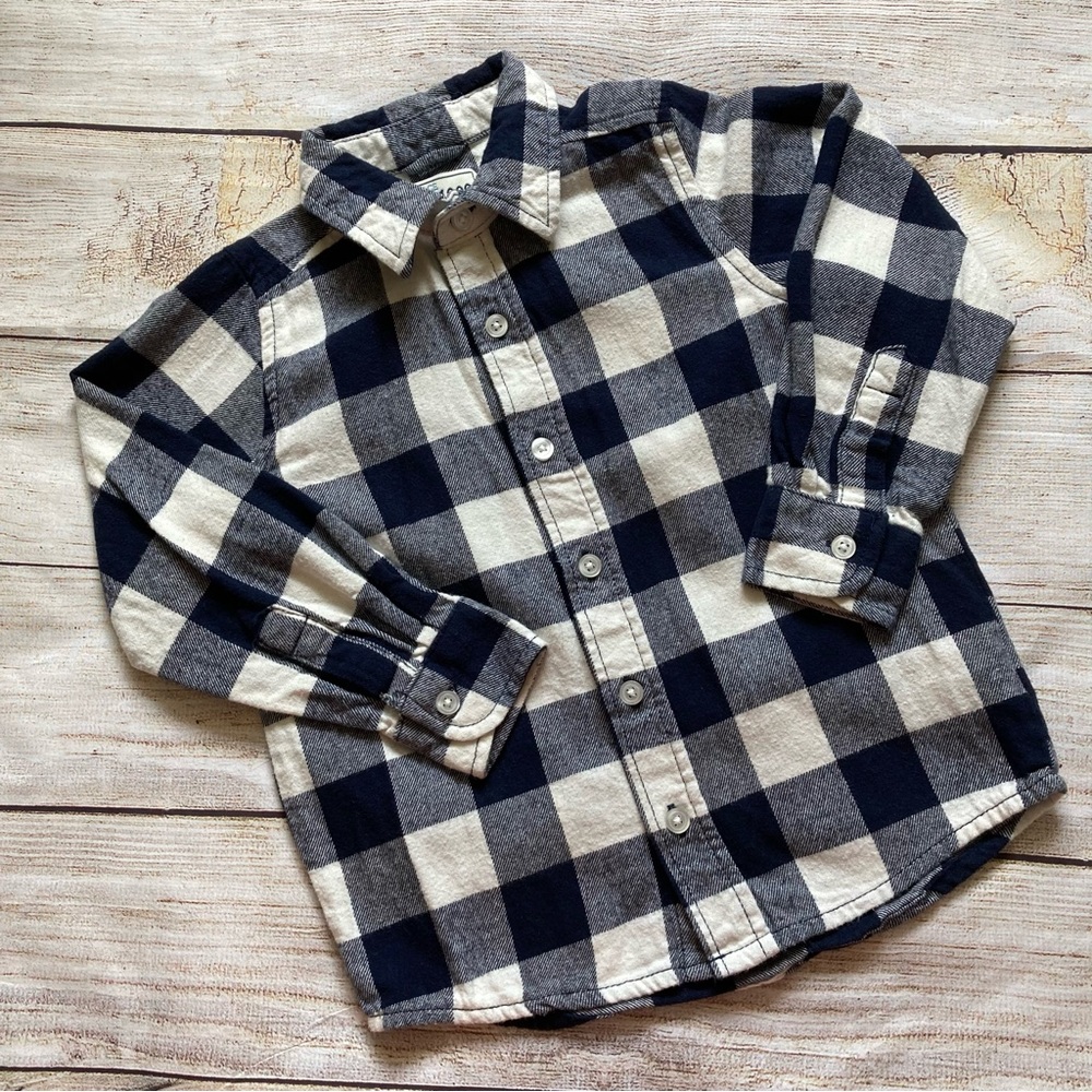 The Children’s Place Flannel Plaid Button Down Long Sleeve Shirt Boys Xtra Small